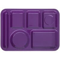 Carlisle 4398087 10 inch x 14 inch Purple Heavy Weight Melamine Left Hand 6 Compartment Tray