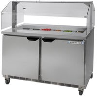 Beverage-Air SPE48HC-12-SNZ Elite Series 48" 2 Door Condiment Station Refrigerated Sandwich Prep Table with Sneeze Guard