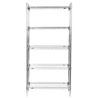 Metro 5A537C Stationary Super Erecta Adjustable 2 Series Chrome Wire Shelving Unit - 24 inch x 36 inch x 74 inch