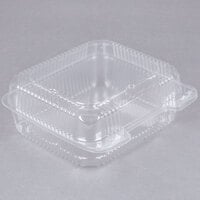 Durable Packaging PXT-895 Tall 8 inch x 8 inch x 3 1/2 inch One-Compartment Clear Hinged Plastic Take Out Container - 125/Pack
