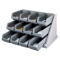 Cambro 12RS12480 Versa Speckled Gray Self Serve 3-Tier Condiment Stand with 12 inch Bins