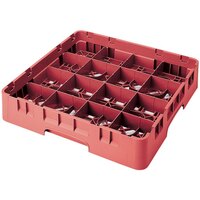 Cambro 16S800163 Camrack 8 1/2 inch High Customizable Red 16 Compartment Glass Rack