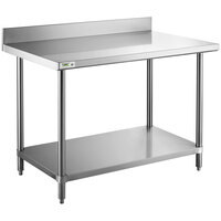 Regency 30 inch x 48 inch 16-Gauge Stainless Steel Commercial Work Table with 4 inch Backsplash and Undershelf