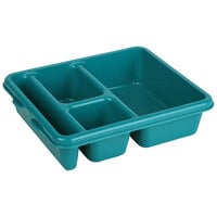 Cambro 9114CP414 9" x 11" Ambidextrous Co-Polymer Teal 4 Compartment Meal Delivery Tray - 24/Case