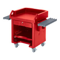 Cambro VCSWRHD158 Red Versa Cart with Dual Tray Rails and Heavy Duty Casters