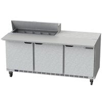 Beverage-Air SPE72HC-10C 72" 3 Door Cutting Top Refrigerated Sandwich Prep Table with 17" Wide Cutting Board
