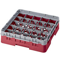 Cambro 25S318416 Camrack 3 5/8 inch High Customizable Cranberry 25 Compartment Glass Rack