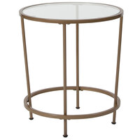 Flash Furniture NAN-JN-21750ET-GG Astoria 19 1/2 inch x 21 1/2 inch Round Clear Glass End Table with Matte Gold Metal Legs