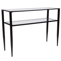 Flash Furniture HG-160334-GG Newport 43 1/4 inch x 15 inch x 30 1/2 inch Glass Console Table with Shelves and Black Metal Frame