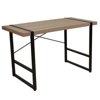 Flash Furniture NAN-JN-21738-GG Hanover Park 47 1/4 inch x 23 3/4 inch x 30 inch Rectangular Rustic Wood Grain Finish Console Table with Black Metal Frame
