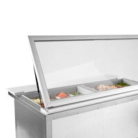 Beverage-Air SPE72HC-30M-STL-02 72 inch 3 Door Mega Top Glass Lid Refrigerated Sandwich Prep Table with Stainless Steel Interior