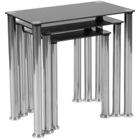Flash Furniture HG-112349-GG 3-Piece Riverside Black Glass Nesting Tables with Stainless Steel Legs