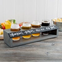 Cal-Mil 3824 4-Hole Gray Wood Taster Flight with Chalkboard Front