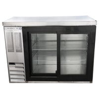 Beverage-Air BB48HC-1-GS-S-27-ALT 48 inch Stainless Steel Counter Height Sliding Glass Door Back Bar Refrigerator with Left Side Compressor