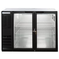 Beverage-Air BB48HC-1-G-B-ALT 48" Black Underbar Height Glass Door Back Bar Refrigerator with Left Side Compressor