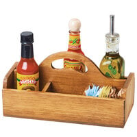 Cal-Mil 3691-99 Madera 10 1/4 inch x 5 inch x 5 1/2 inch 6 Section Rustic Pine Condiment Caddy with Handle