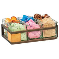 Cal-Mil 3910-6-84 Sierra Bronze Metal and Rustic Pine Organizer with 6 Square Glass Jars - 12 1/2 inch x 9 inch x 4 1/2 inch