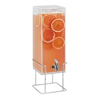Cal-Mil 22002-3-49 Mid-Century 3 Gallon Square Beverage Dispenser with Ice Chamber and Chrome Wire Base