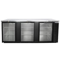 Beverage-Air BB94HC-1-G-B-ALT 95" Black Counter Height Glass Door Back Bar Refrigerator with Right Side Compressor