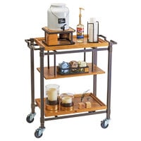 Cal-Mil 3913-84 Sierra Bronze Metal and Rustic Pine 3 Shelf Beverage Cart - 36 inch x 17 1/2 inch x 39 inch