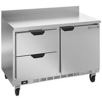 Beverage-Air WTRD48AHC-2-FIP 48" Compact Worktop Refrigerator with 1 Door, 2 Drawers, and 4" Foamed-In-Place Backsplash