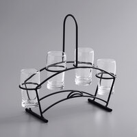 Acopa Four Glass Metal Flight Carrier with Barbary Tasting Glasses