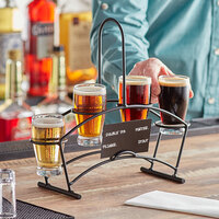 Acopa Four Glass Metal Flight Carrier with Barbary Tasting Glasses