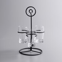 Acopa Three Glass Metal Flight Carrier with Barbary Tasting Glasses