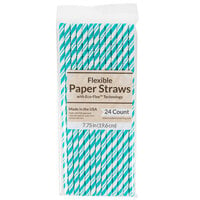 Creative Converting 329632 7 3/4 inch Jumbo Teal Lagoon Paper Straws - 24/Pack