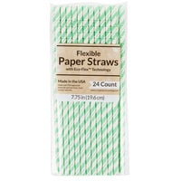 Creative Converting 324505 7 3/4 inch Jumbo Fresh Mint Paper Straws - 24/Pack