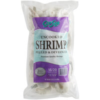 16/20 Size IQF Peeled and Deveined Tail-On Raw Shrimp 2 lb. Bag - 5/Case