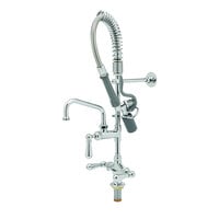 T&S MPY-2DCN-08 Low Profile Deck Mounted Pre-Rinse Faucet with Flex Inlets, 24" Hose, 0.65 GPM Spray Valve, 8" Add-On Faucet, and Wall Bracket