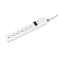 Fellowes 99012 Basic Home / Office 6' White 6-Outlet Surge Protector, 450 Joules