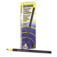 Dixon Ticonderoga 00081 Black Thin Lead China Marker - 12/Pack