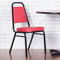 Lancaster Table & Seating Red Stackable Chair with 2 inch Padded Seat