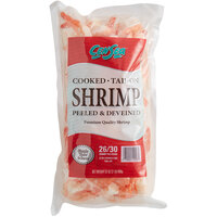 26/30 Size Peeled and Deveined Tail-On Cooked Shrimp 2 lb. - 5/Case