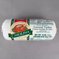 Carolina Turkey 1 lb. Ground Turkey Chub - 12/Case