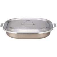 Bon Chef 60023CLDTAUPE Cucina 5 Qt. Taupe Stainless Steel Roasting Pan with Lid - 14 7/8 inch x 11 inch x 2 7/8 inch