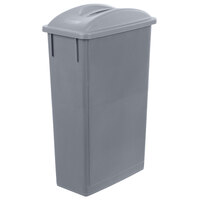 Lavex Janitorial 23 Gallon Gray Slim Rectangular Trash Can and Gray Flat Lid with Handle
