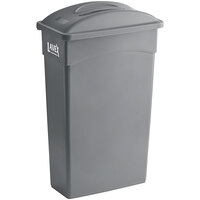 Lavex Janitorial 23 Gallon Gray Slim Rectangular Trash Can and Gray Flat Lid with Handle