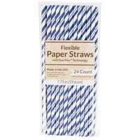 Creative Converting 324492 7 3/4 inch Jumbo Colbalt Paper Straw - 24/Pack