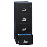 FireKing 42125CBL 20 13/16 inch x 25 inch x 52 3/4 inch Black Four-Drawer Fire Legal File Cabinet