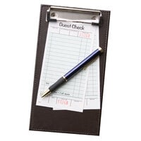 Menu Solutions WTR200 5 inch x 9 inch Leather-Like Check Presenter with Clip