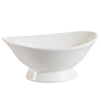 CAC OBF-9 16 oz. Bone White Oval Porcelain Bowl with Foot - 12/Case