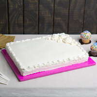 Enjay 1/2-13341834PINK12 18 3/4 inch x 13 3/4 inch Fold-Under 1/2 inch Thick Half Sheet Pink Cake Board - 12/Case