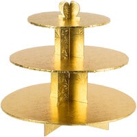 Enjay CS-GOLD 3-Tier Disposable Gold Cupcake Treat Stand - 6/Case