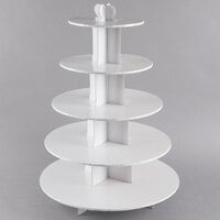 Enjay CS-5T-WHITE 5-Tier Disposable White Cupcake Treat Stand - 6/Case