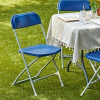 Lancaster Table & Seating Blue Textured and Contoured Folding Chair