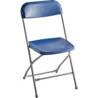 Lancaster Table & Seating Blue Textured and Contoured Folding Chair
