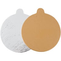 Enjay .045-4RTBHGS 4 inch Silver and Gold Reversible Round Single Serve Dessert Board with Tab - 500/Case